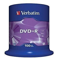Оптический диск DVD+R Verbatim 4.7ГБ 16x, 100шт., cake box [43551]