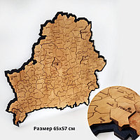Деревянная карта Беларуси №25 (Размер 65*57 см)