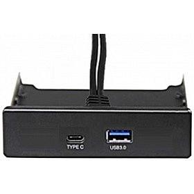 Планка USB на переднюю панель ExeGate U3H-617, 3,5", 1*USB3.0+1*TypeC, черная, металл, подсоединение к мат.