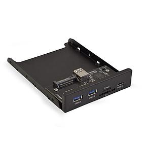 Планка USB на переднюю панель ExeGate U3H-621, 3,5", 2*USB3.0+1*TypeC+1*SD+TF card, черная, металл,