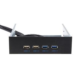 Планка USB на переднюю панель ExeGate U5H-614, 5.25", 2*USB+2*USB3.0, черная, подсоединение к мат. плате