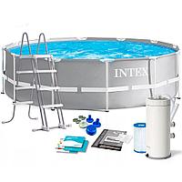 Каркасный бассейн 26718 Intex 366 х 122см + фильтр-насос+лестница, 10685л.