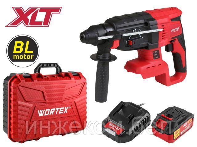 Аккум. перфоратор WORTEX CRH 1824-2 в чем. ALL1 XLT SET БЕСЩЕТ., 18 В, 2.6 Дж, 26 мм, 1х4 А*ч (вес 2.4 кг, 4