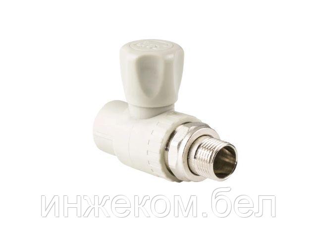 Кран шар. ПП для радиатора 20х1/2" прямой, сер. РТП (РосТурПласт)