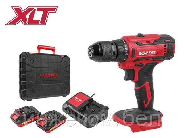 Аккум. дрель-шуруповерт WORTEX BD 1820-1 Li в чем. ALL1 XLT 18 В, 30 Н*м, 2х2 А*ч, БЗП(мет.) 13 мм (шурупы до