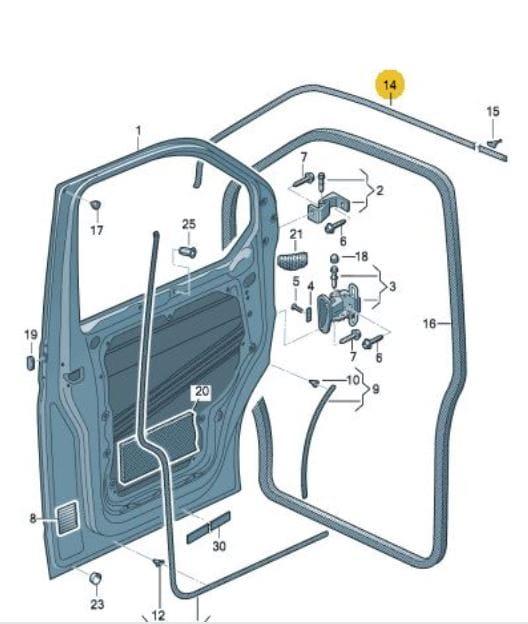 УПЛОТНИТЕЛЬ РАМЫ ДВЕРЬ VW TRANSPORTER T6 7LA837762