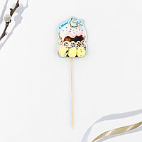 Топпер деревянный для кулича С Пасхой, 7,1х5,2 см (арт.9212687)