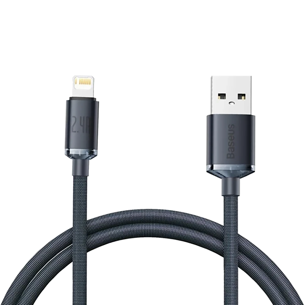 Кабель Baseus Crystal Shine CW-FXP USB - Lightning 2.4A 1.2м Чёрный