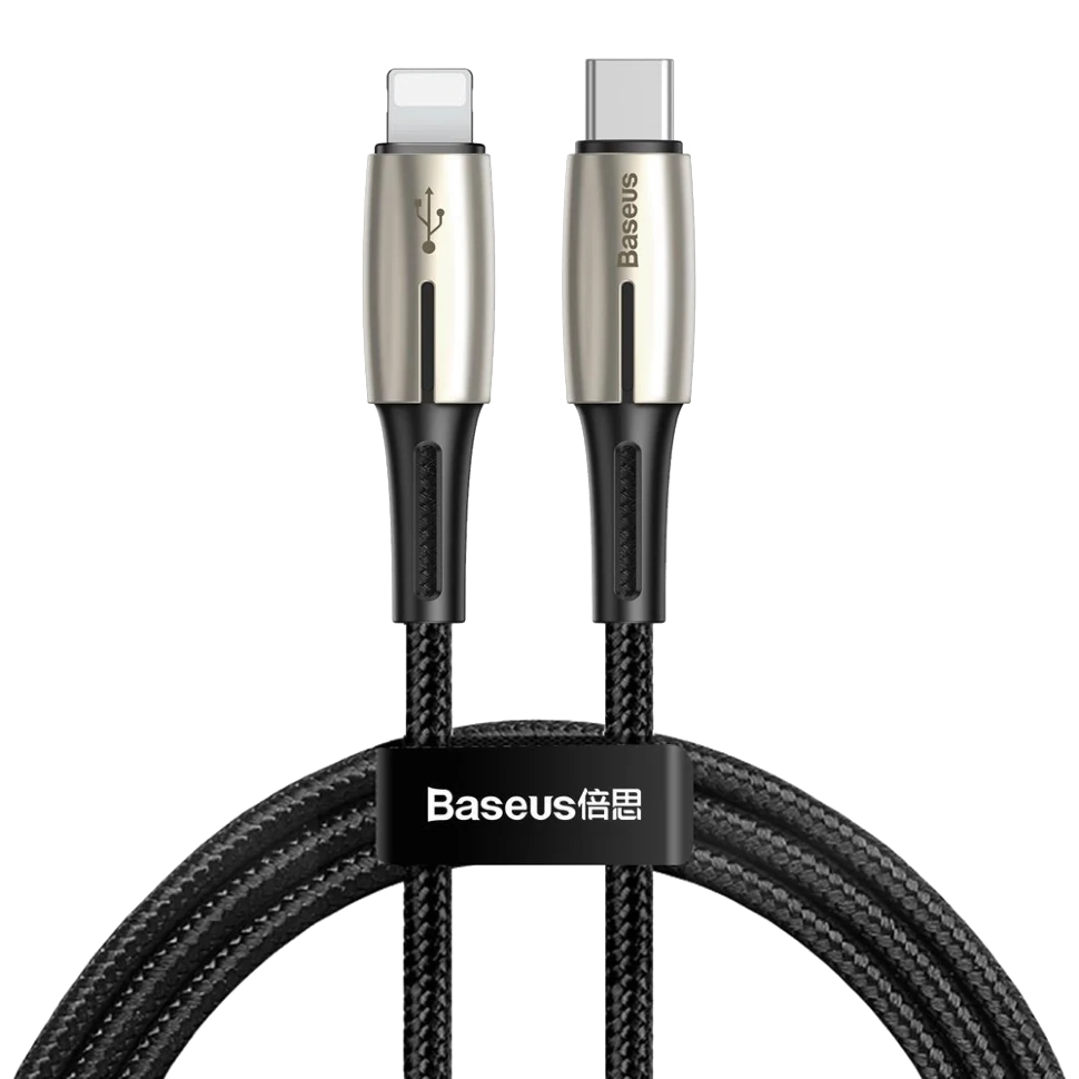 Кабель Baseus Waterdrop Type-C - Lightning PD 18W 1.3м Чёрный