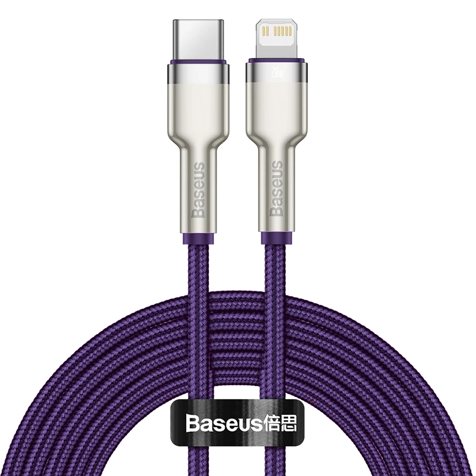 Кабель Baseus Cafule Metal Type-C - Lightning PD 20W 2м Фиолетовый