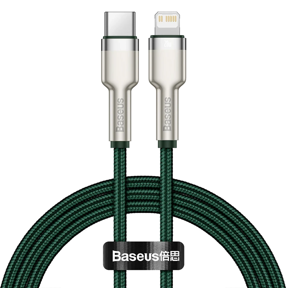 Кабель Baseus Cafule Metal Type-C - Lightning PD 20W 1м Зелёный