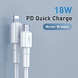 Кабель Baseus Mini Type-C/Lightning PD 18W 1m Белый, фото 3
