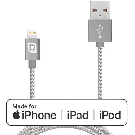 Кабель REQUIRED Braided MFI Lightning - USB Графит