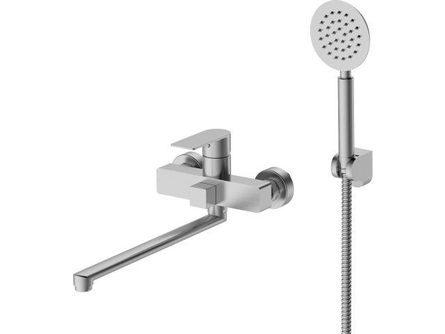 Смеситель для ванны (SUS 304) D35, серия LES  AV Engineering (Излив поворотный, длина 322 мм. Лейка и душ в