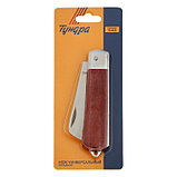 Нож универсальный складной ТУНДРА, деревянная рукоятка, прямое лезвие, нержавеющая сталь, фото 8