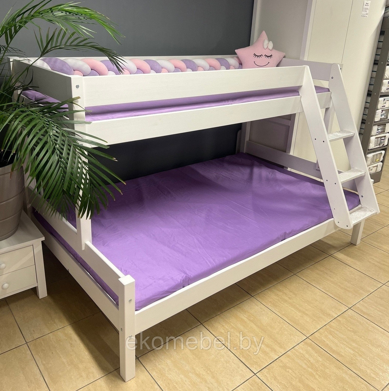 Двухъярусная кровать "Фанди 1" (80х200 и 120х200) Массив сосны