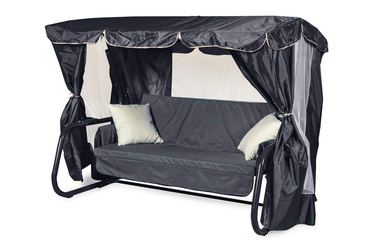 Садовые качели LetoLux Торнадо Premium (графит), 3-х местные, до 450кг, 215х147х170 см