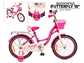 Детский двухколесный велосипед Favorit Butterfly 18" для девочки от 5 до 8 лет Малиновый