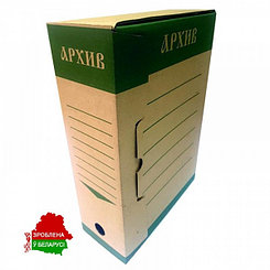 Короб архивный из гофрокартона, 100мм, ЕСО, зелёная печать