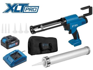 Аккум. пистолет для герметика BULL CG 1860 SET(1х4), сумка, 300/600 мл, 2500 Н, 8,3 мм/с, рег. скор. (защита