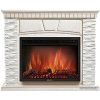 Портал Firelight Porto 25 (камень белый/шпон беленый дуб)