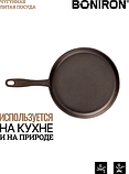 Сковорода чугунная блинная BONIRON c литой ручкой диаметр 240-h15, фото 6
