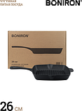 Сковорода-гриль чугунная BONIRON с литой ручкой 260*260-h45, фото 4