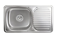 Мойка нержавеющая сталь, прямоуг. одночашевая, 760*420мм, декорированный хром, врезная, AKS (0,8мм)