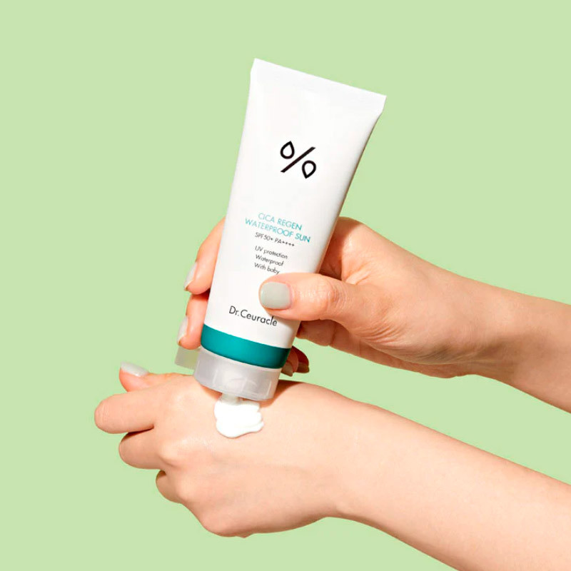 100 мл! Водостойкий солнцезащитный крем с центеллой Dr.Ceuracle Cica Regen Waterproof Sun SPF50+ PA++++ 100мл
