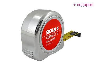 SOLA Китай Рулетка  8м/25мм "Compact M" COM 8m (SOLA) Магнитный наконечник (Магнитный наконечник ленты! Очень
