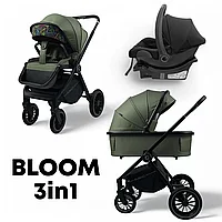 Коляска детская Bubago Bloom 3 в 1 люлька прогулочная автокресло BG 152-2 Зеленый