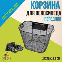 Велокорзина JL-285 передняя, с быстросъёмным креплением. (31,8мм), с ручками, стальная, черная