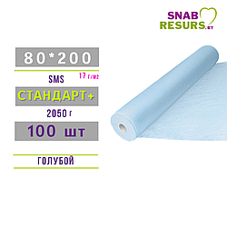 Простыни sms 80*200 СТАНДАРТ ПЛЮС в рул.100шт, голубой