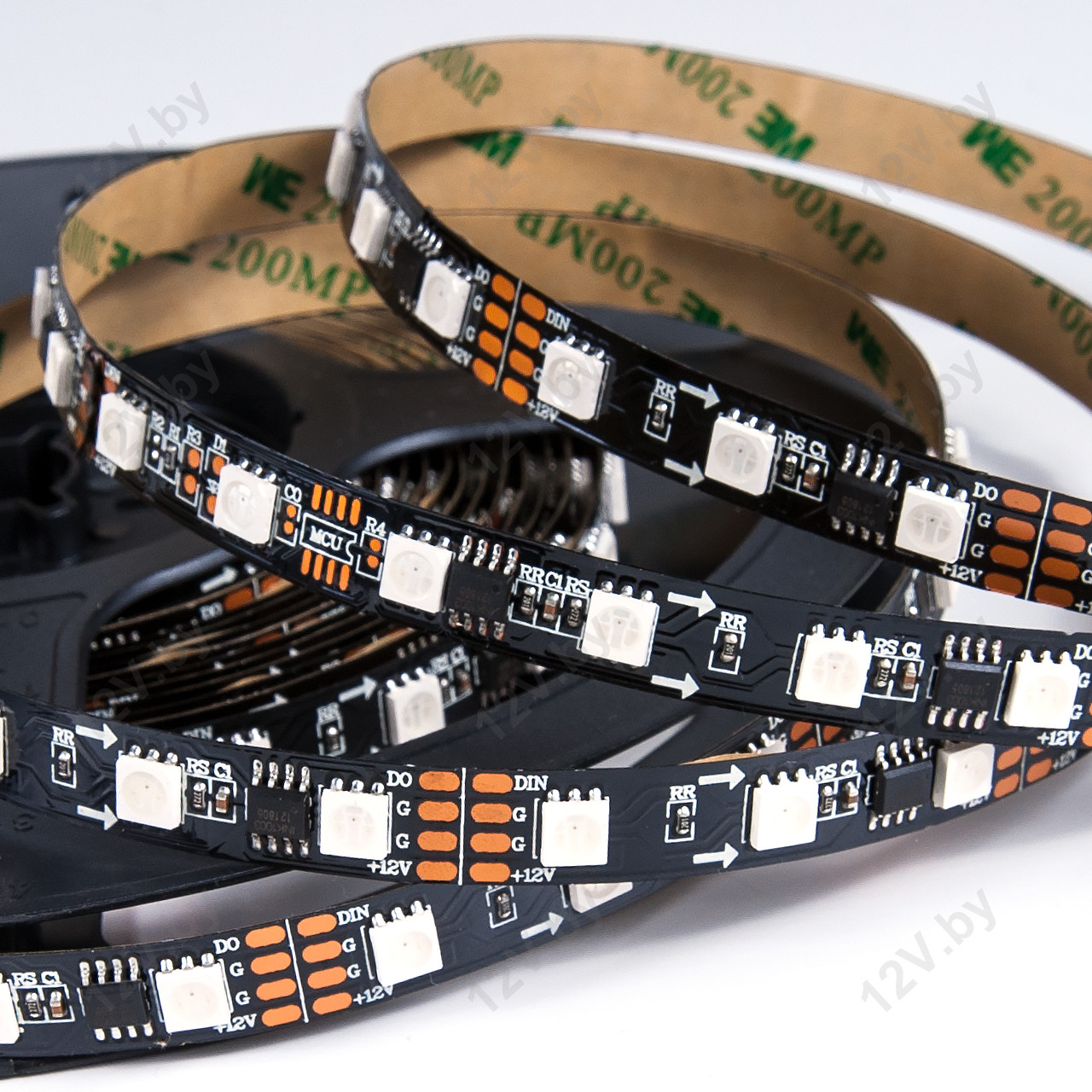 Светодиодная лента SPI-5000-5060-60 12V Cx3 RGB-Auto (Arlight, Black 10mm, 13.2W/m, IP20)  [L]