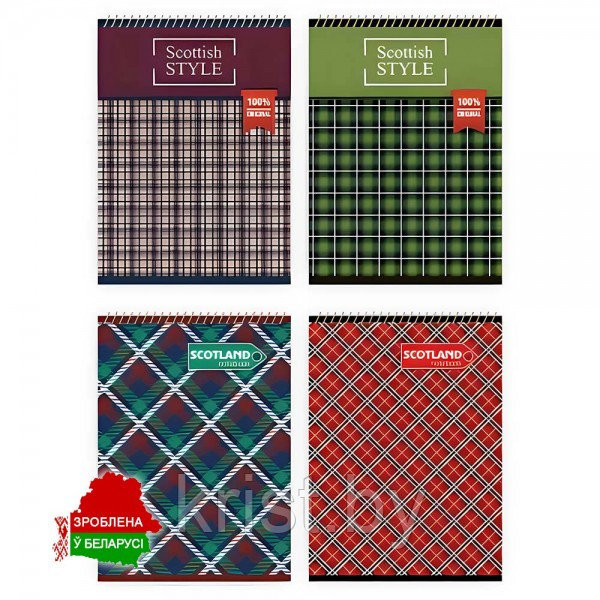 Блокнот Scottish Style, А5, 40л, клетка, РБ