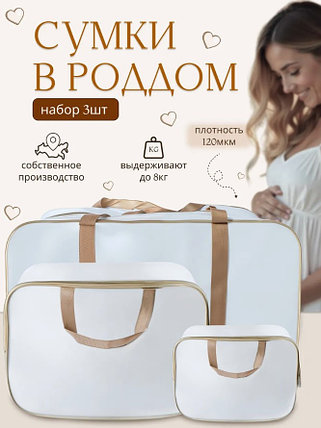 Набор 3 шт. прозрачная матовая сумка в роддом, фото 2