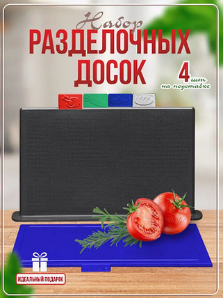 Набор разделочных пластмассовых досок на подставке 4 шт, фото 2