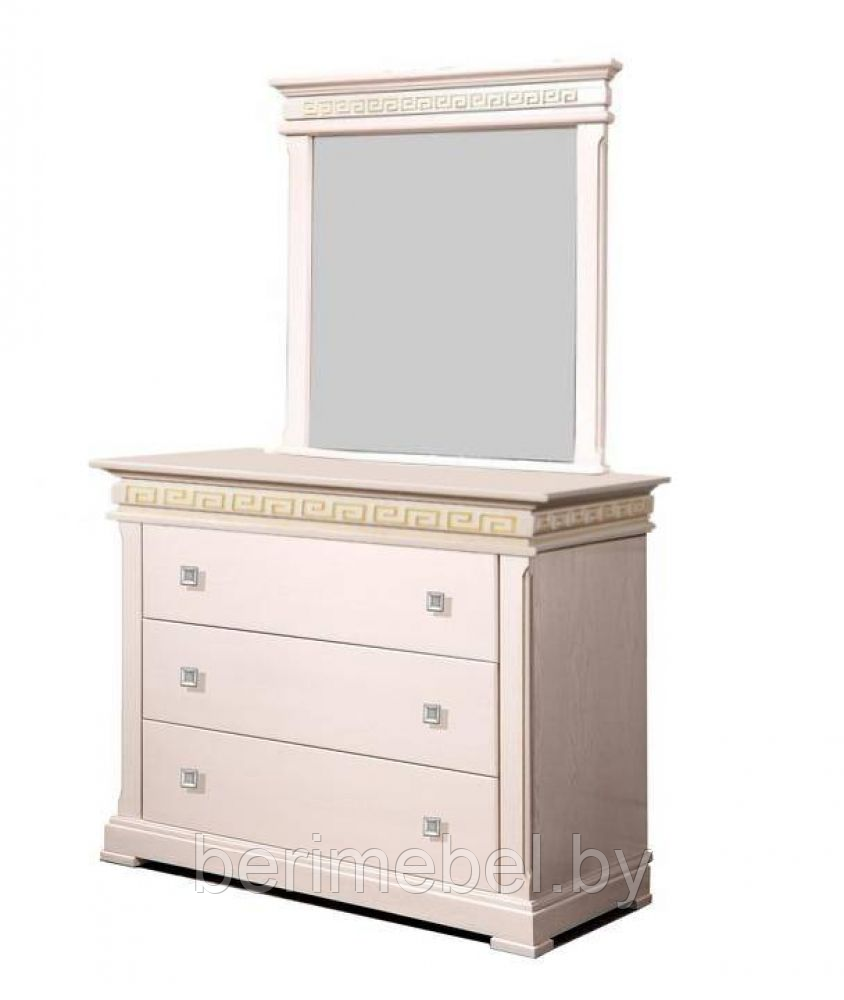 Тумба "Фелиция 4М" массив дуба (бело-розовая эмаль +патина золото) ФанДок