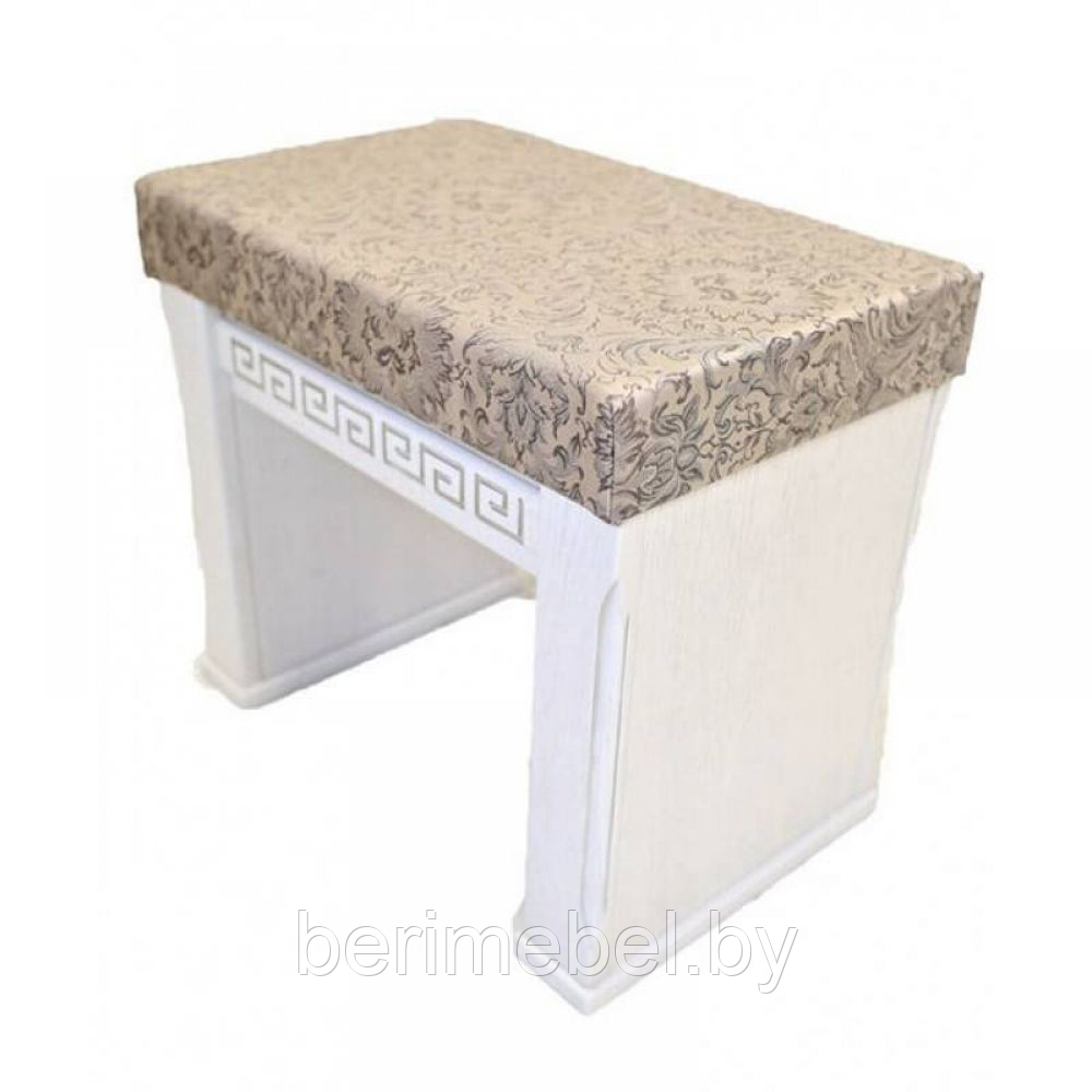 Банкетка "Фелиция 12-М" массив дуба (бело-розовая эмаль +патина золото) ФанДок