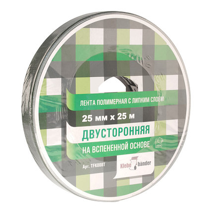 Лента монтаж. вспененная Klebebander TFK008T 25мм*25м (1000мкм, каучук, для зеркал/фурнитуры/декора), фото 2