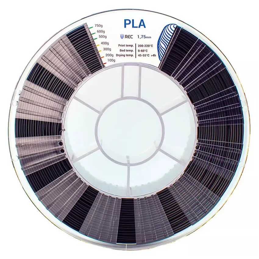 Катушка пластика REC PLA 1.75мм 0,75 кг, черная