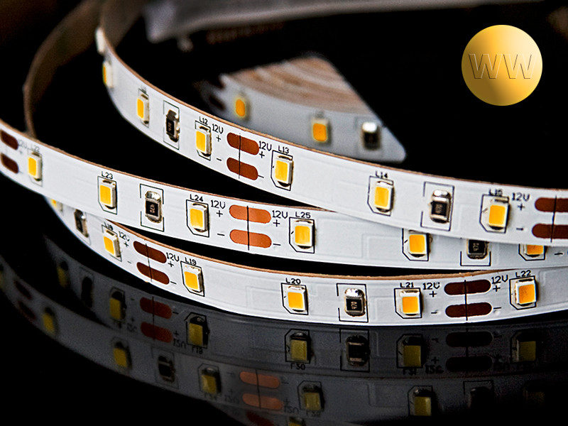 Светодиодная лента SMD 2835 60LED 4,8W 12V IP33 белый тёплый