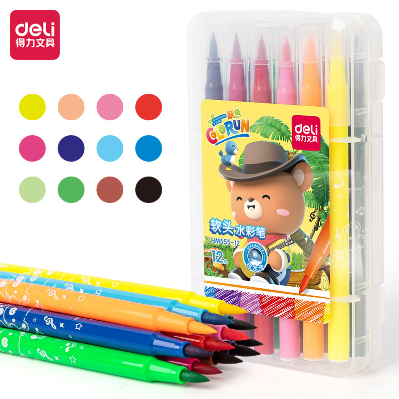 Фломастеры DELI ColoRun, 12 цветов в пенале (цена с НДС)
