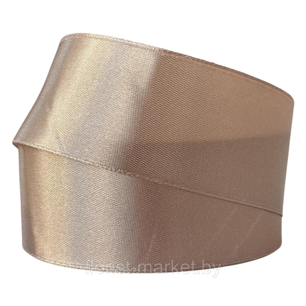 Лента атласная, 38 мм*23 м, капучино