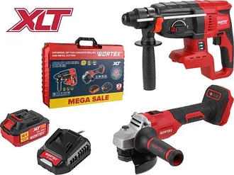 Набор Аккумуляторный инструмента WORTEX (Вортекс) перфоратор + ушм в кейсе ALL1 XLT SET СКИДКА -24%