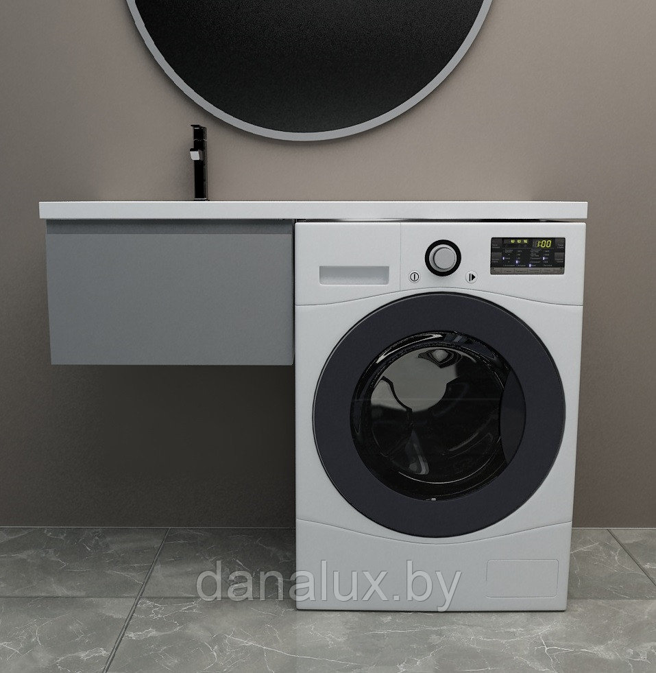 Тумба с умывальником Дана Премиум 110 подвесная на 1 ящик (чаша слева) цвет оникс серый