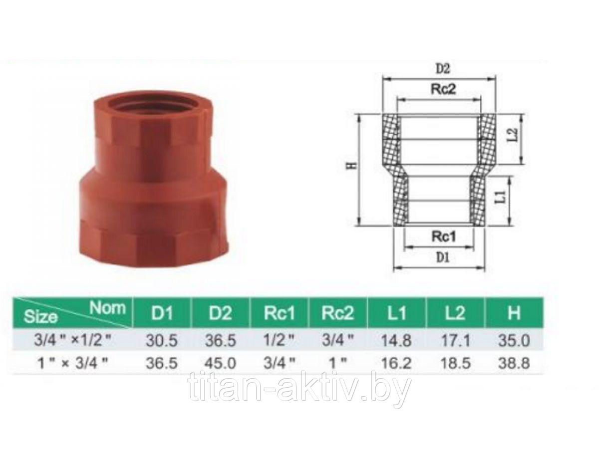 Муфта ПП ред. 1" вн. х 3/4" вн. кор., AV Engineering