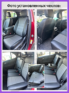 Чехлы на сиденья Chevrolet Equinox USA 2017-2024 Экокожа, черный + серая