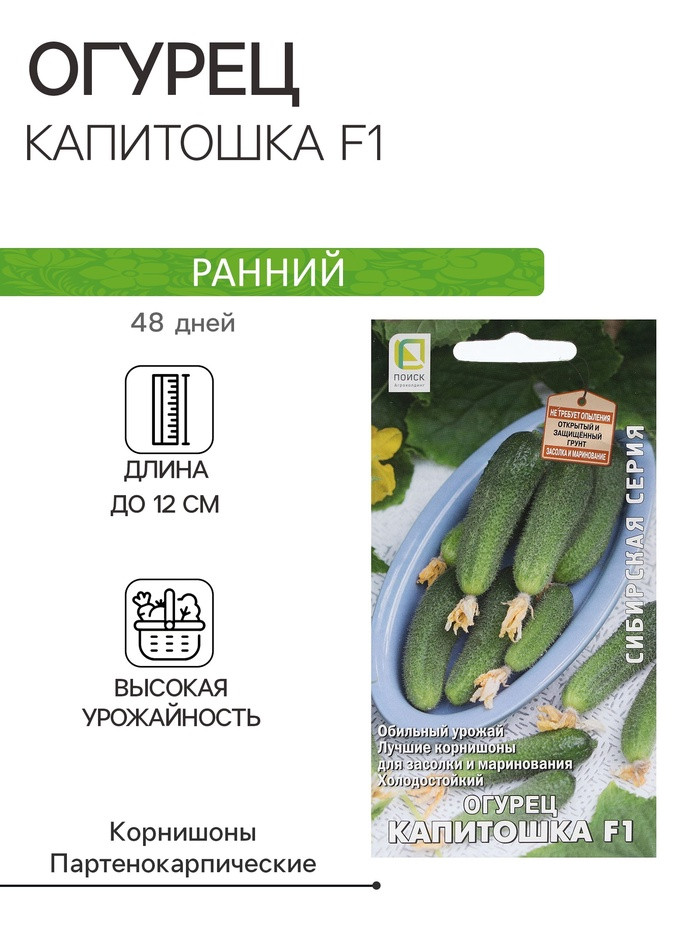 Огурец Капитошка F1 12шт Поиск, фото 1