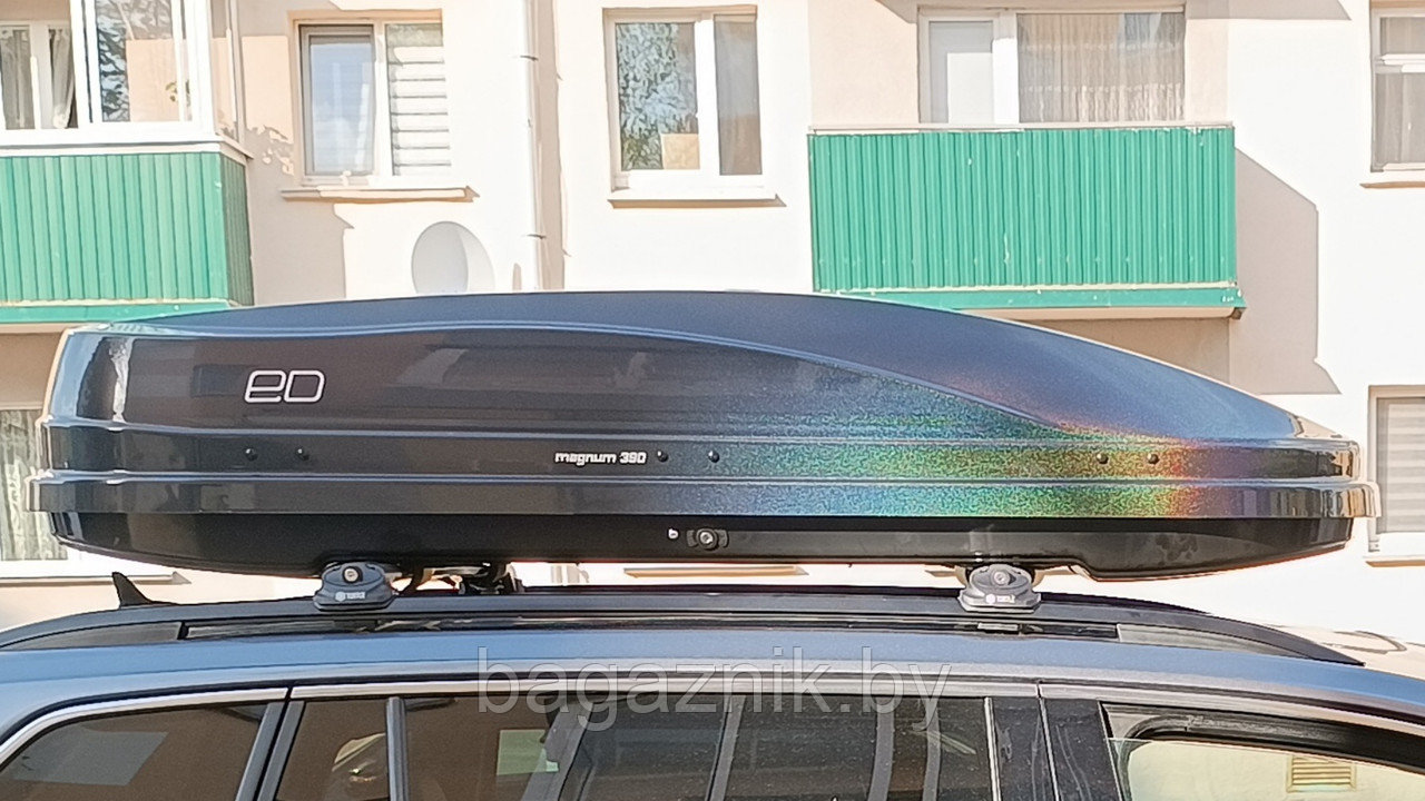 Автобокс Евродеталь ED Магнум 390 Space Black (черный глянец, хамелеон), 185х84х42см быстросъём, двухсторонний